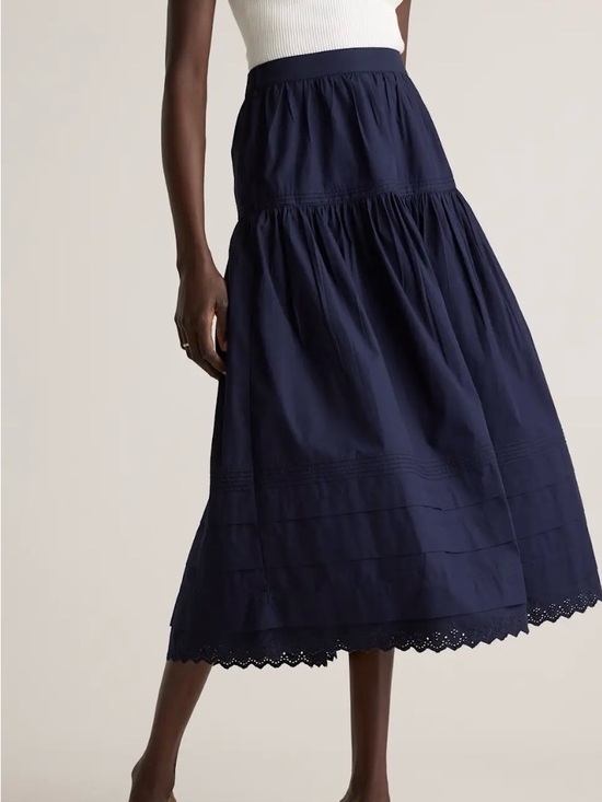 Quince Dresses & Skirts - Quince Black Tiered A-Line Skirt with Scalloped Hem